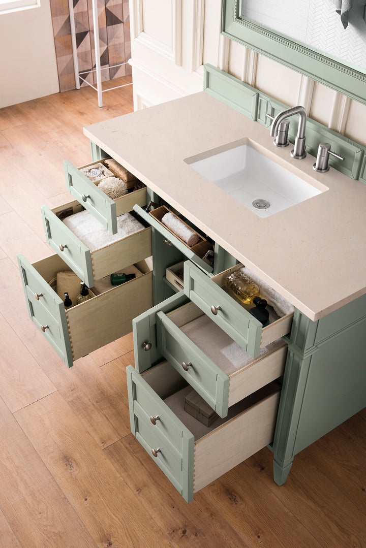Brittany 48" Single Vanity, Sage Green w/ 3 CM Eternal Marfil Silestone Top