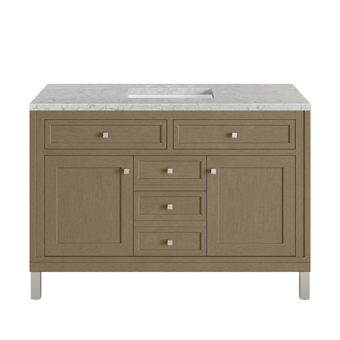 Chicago 48" Single Vanity, Walnut Whisper, w/ 3 CM Eternal Jasmine Pearl Silestone® Top