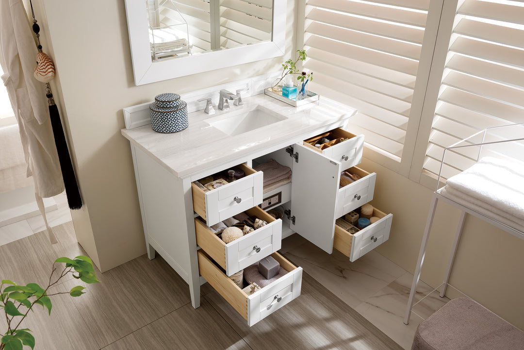 Palisades 48" Single Vanity, Bright White w/ 3 CM Arctic Fall Solid Surface Top