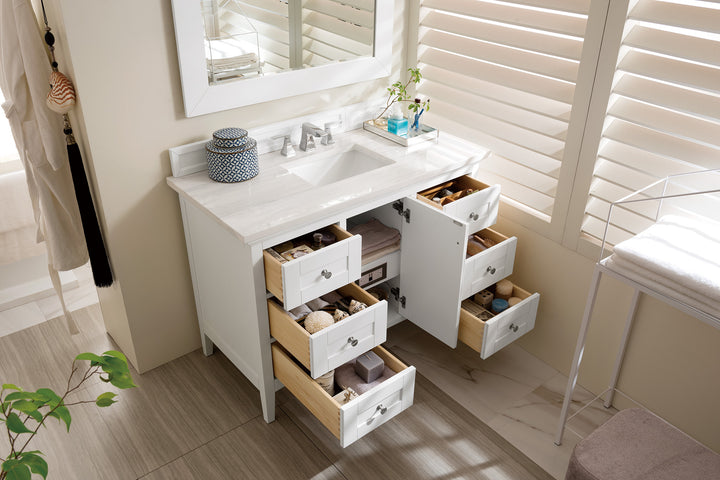 Palisades 48" Single Vanity, Bright White w/ 3 CM Arctic Fall Solid Surface Top