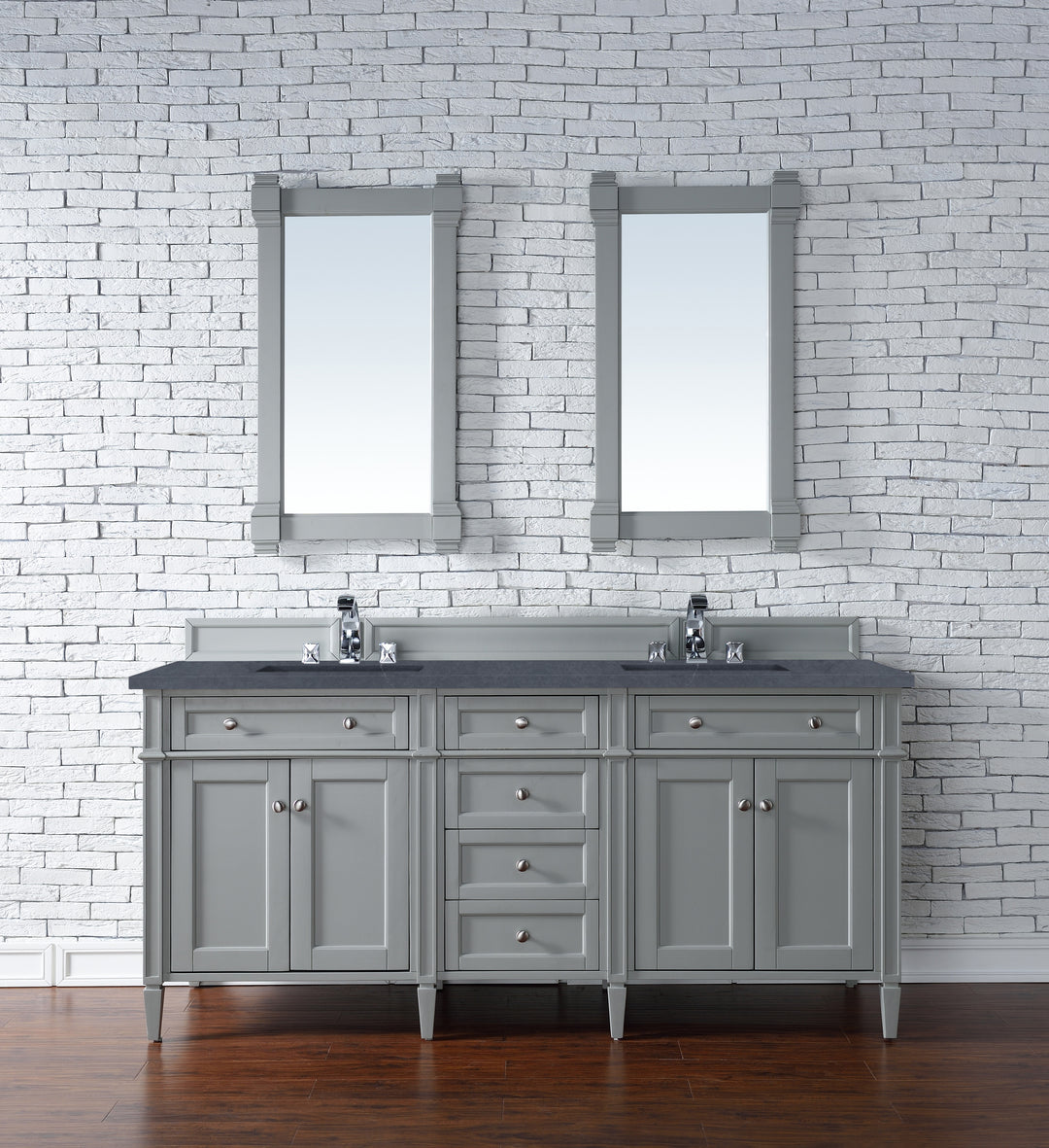 Brittany 72" Double Vanity, Urban Gray w/ 3 CM Charcoal Soapstone Silestone Top