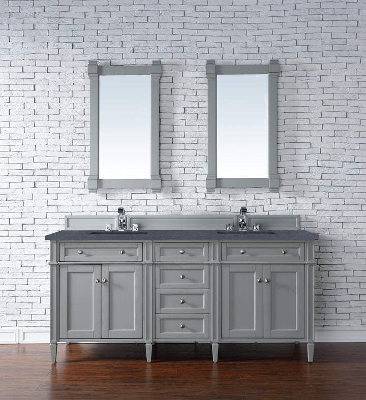 Brittany 72" Double Vanity, Urban Gray w/ 3 CM Charcoal Soapstone Silestone Top