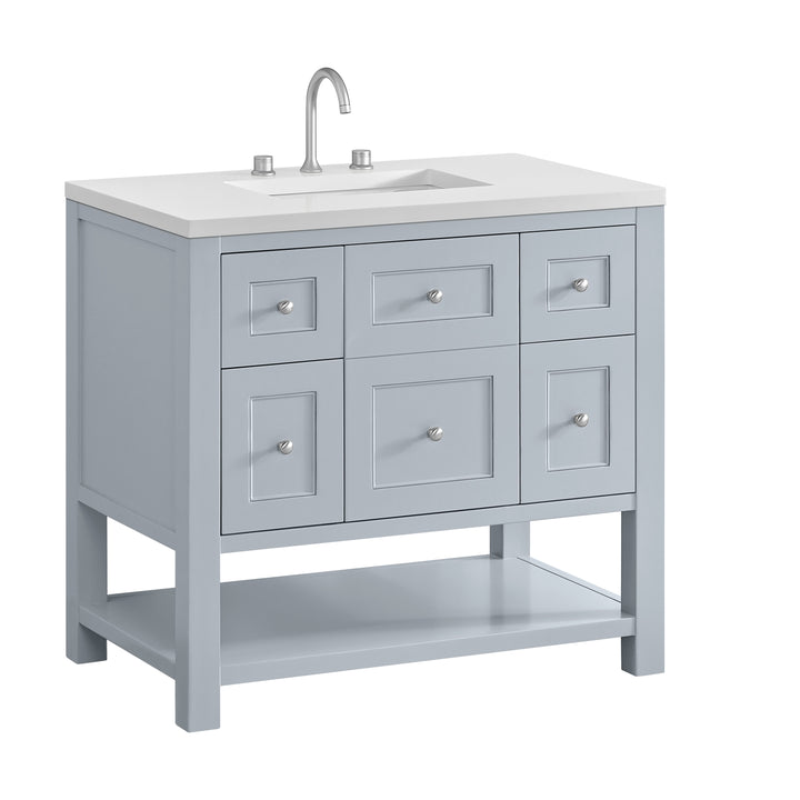 Breckenridge 36" Single Vanity, Serenity Blue, w/ 3 CM White Zeus Quartz Top