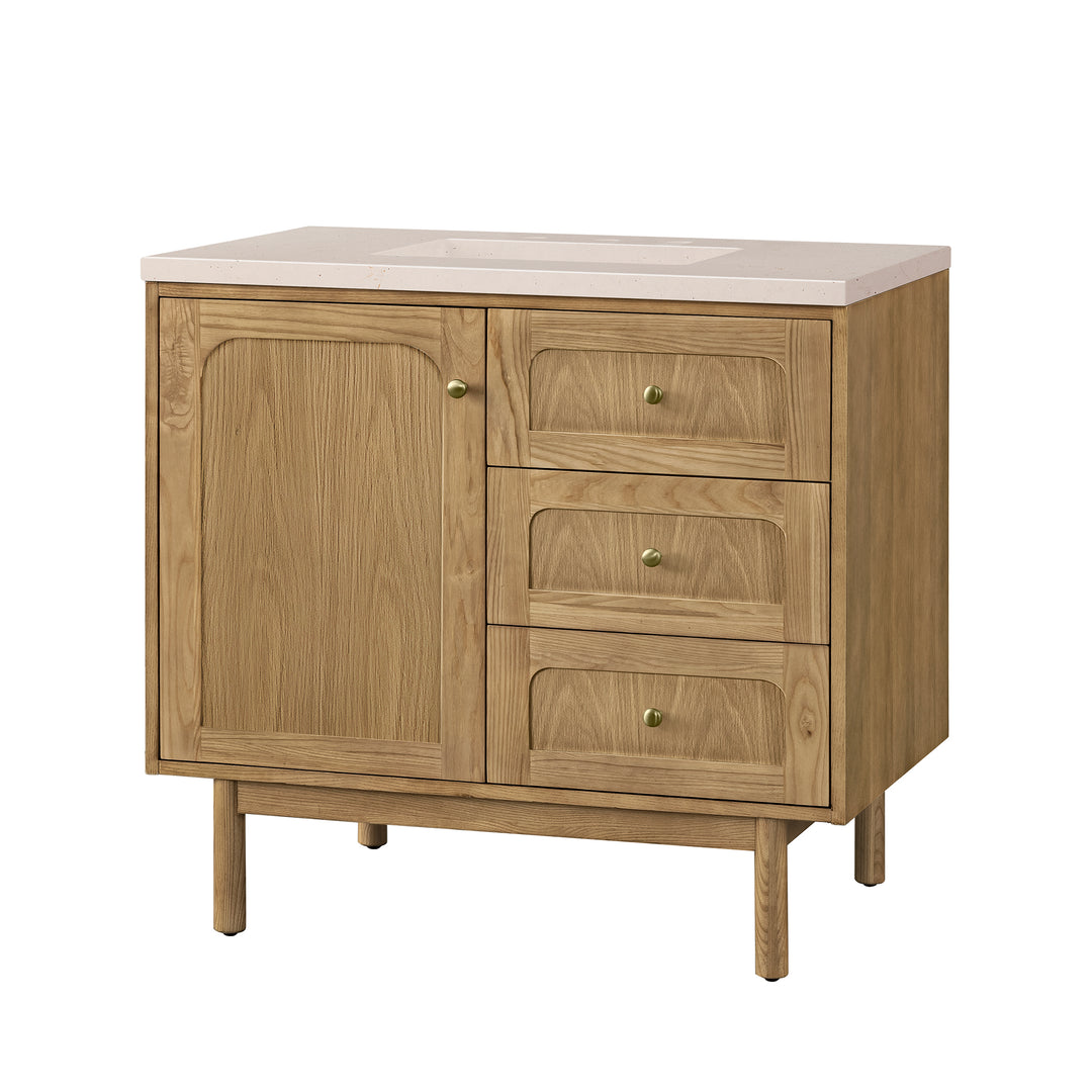 Laurent 36" Single Vanity, Light Natural Oak w/ 3 CM Eternal Marfil Top