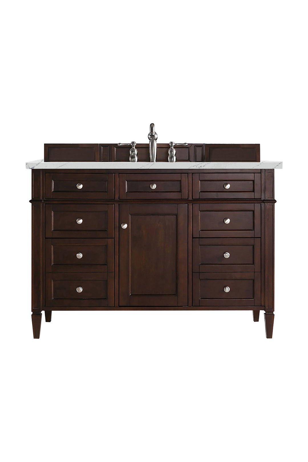 Brittany 48" Single Vanity, Burnished Mahogany w/ 3 CM Ethereal Noctis Silestone Top w/FreePower Wireless Charger
