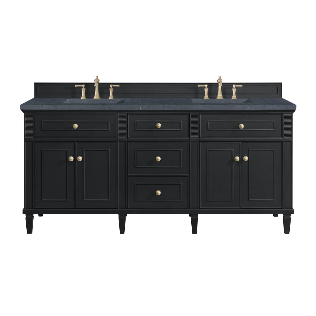 Lorelai 72" Double Vanity, Black Onyx w/ 3 CM Charcoal Soapstone Silestone Top