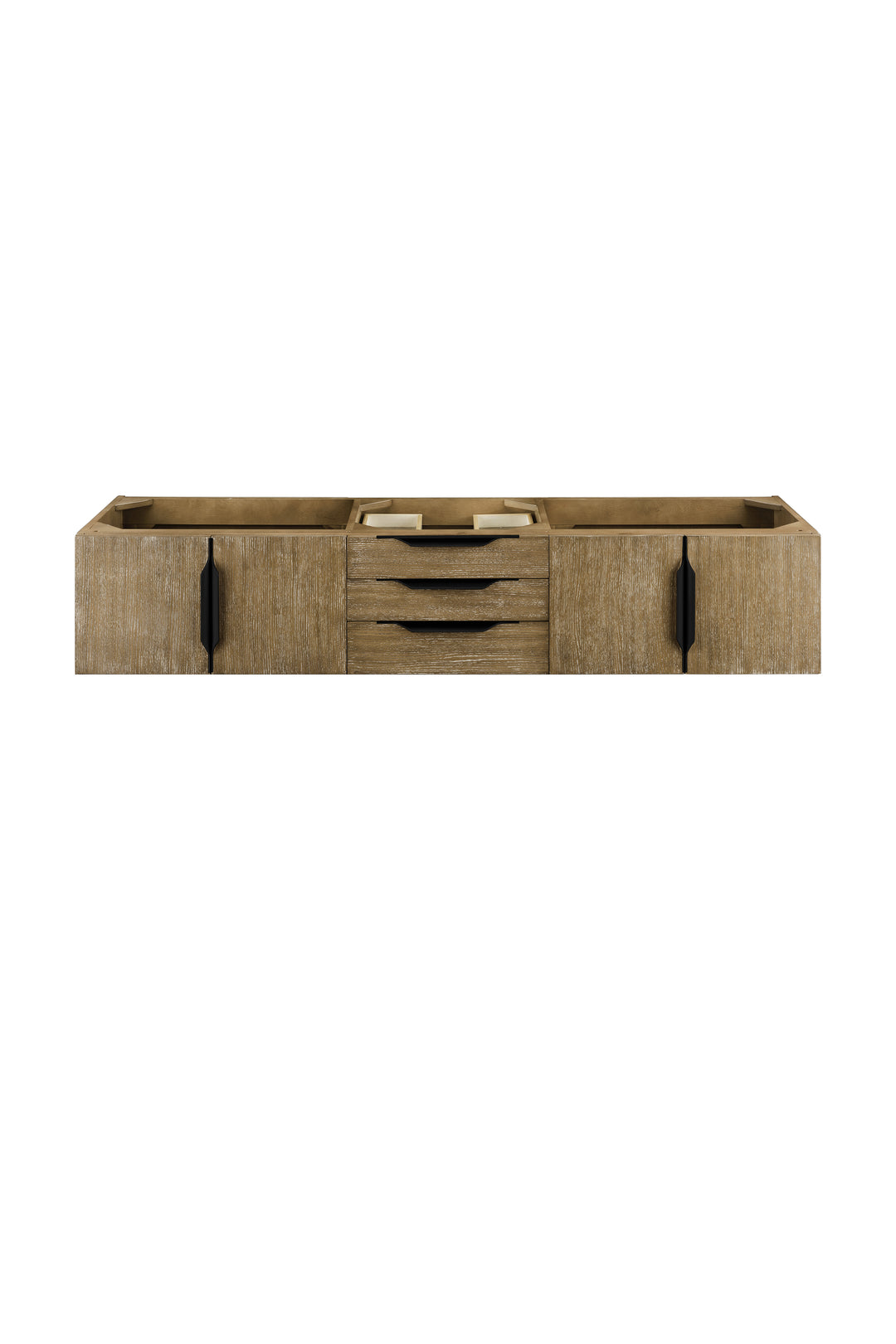 Columbia 72" Double Wall Mount Vanity Cabinet, Latte Oak, Matte Black