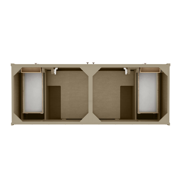 Chicago 60" Double Vanity, Walnut Whisper, w/ 3 CM Eternal Jasmine Pearl Silestone® Top