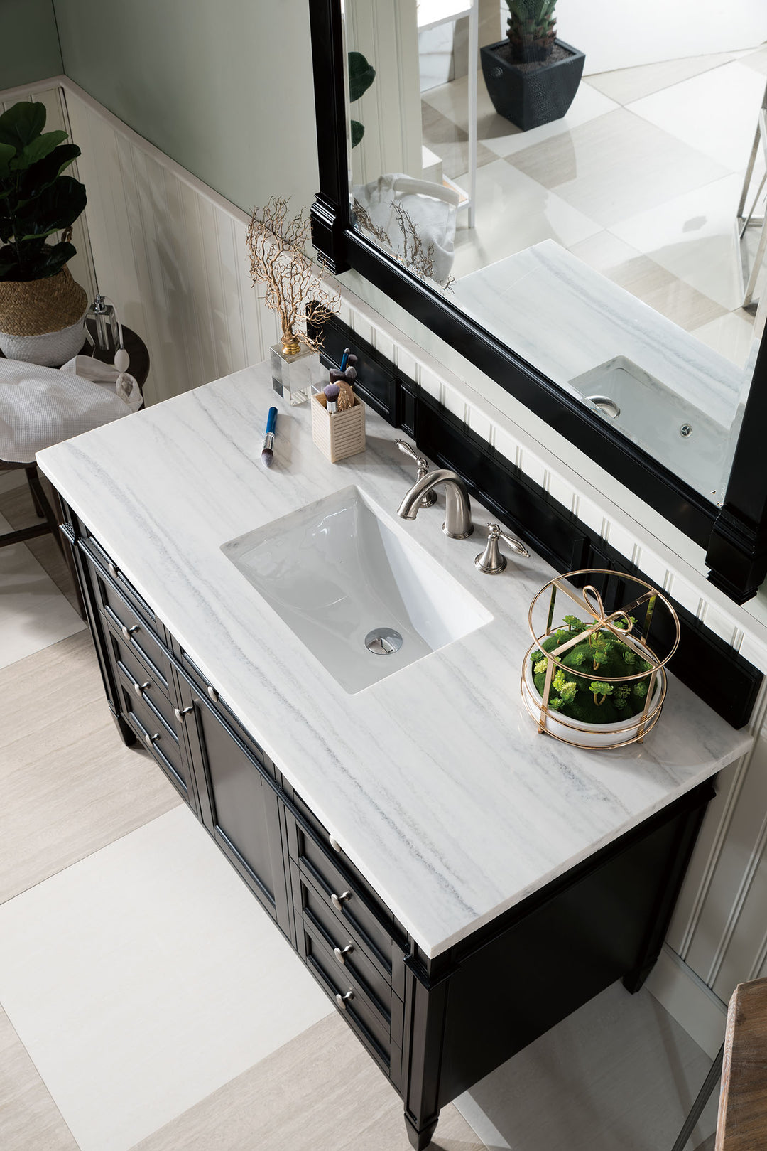 Brittany 48" Single Vanity, Black Onyx w/ 3 CM Arctic Fall Solid Surface Top