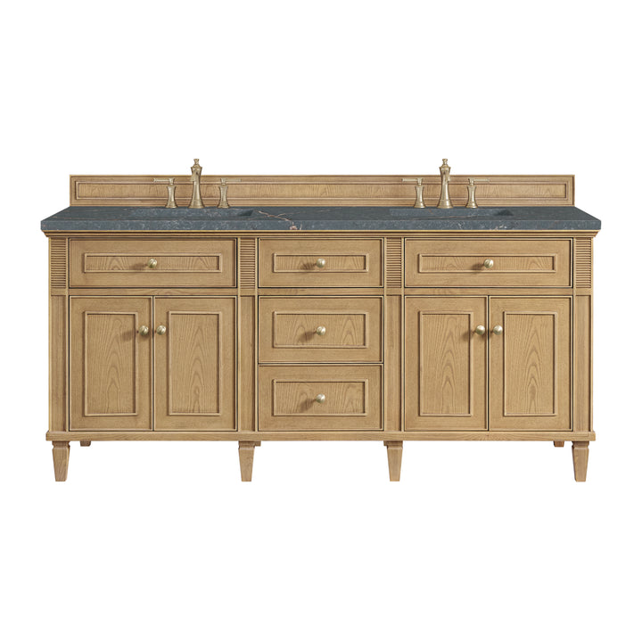 Lorelai 72" Double Vanity, Light Natural Oak w/ 3 CM Parisien Bleu Silestone Top