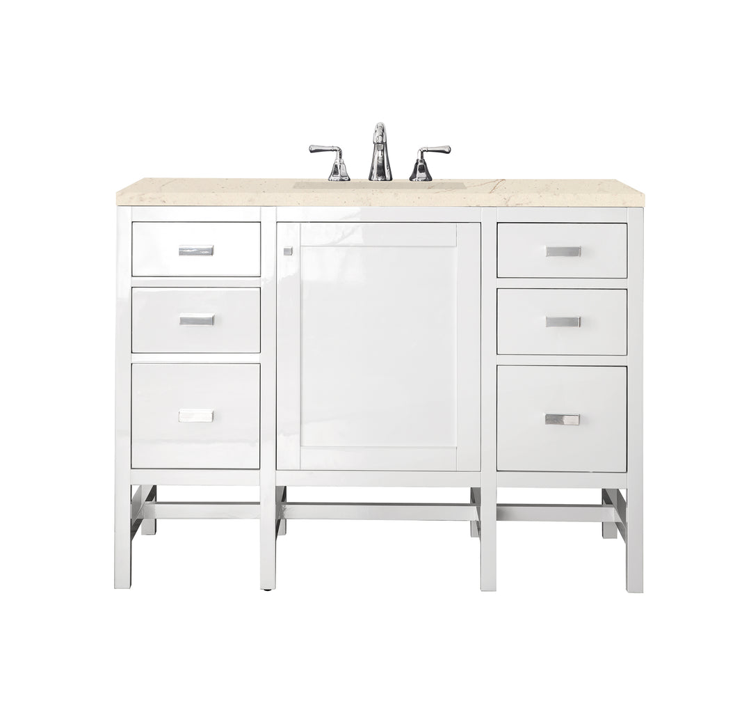 Addison 48" Single Vanity, Glossy White w/ 3 CM Eternal Marfil Top