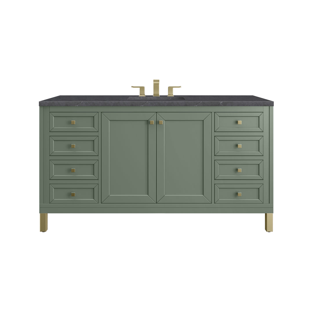 Chicago 60" Single Vanity, Smokey Celadon, w/ 3 CM Charcoal Soapstone Silestone® Top