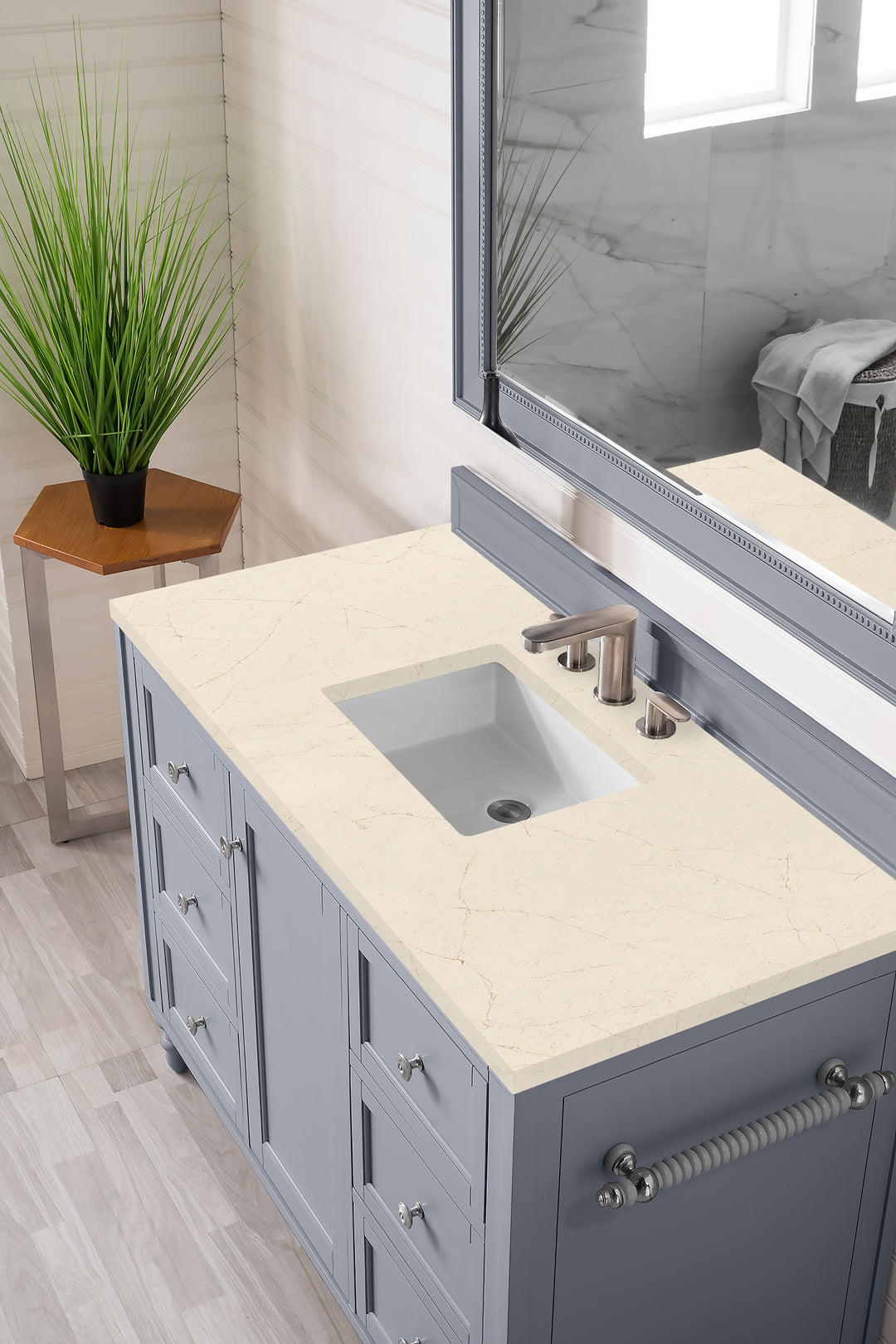 Copper Cove Encore 48" Single Vanity, Silver Gray w/ 3 CM Eternal Marfil Silestone Top