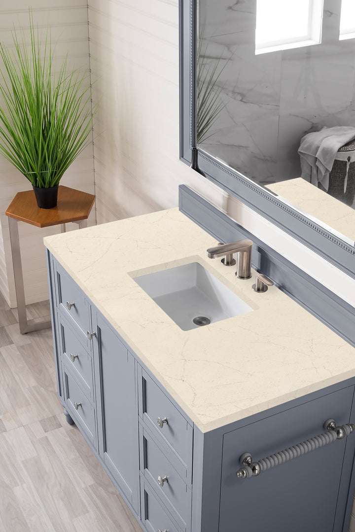 Copper Cove Encore 48" Single Vanity, Silver Gray w/ 3 CM Eternal Marfil Silestone Top