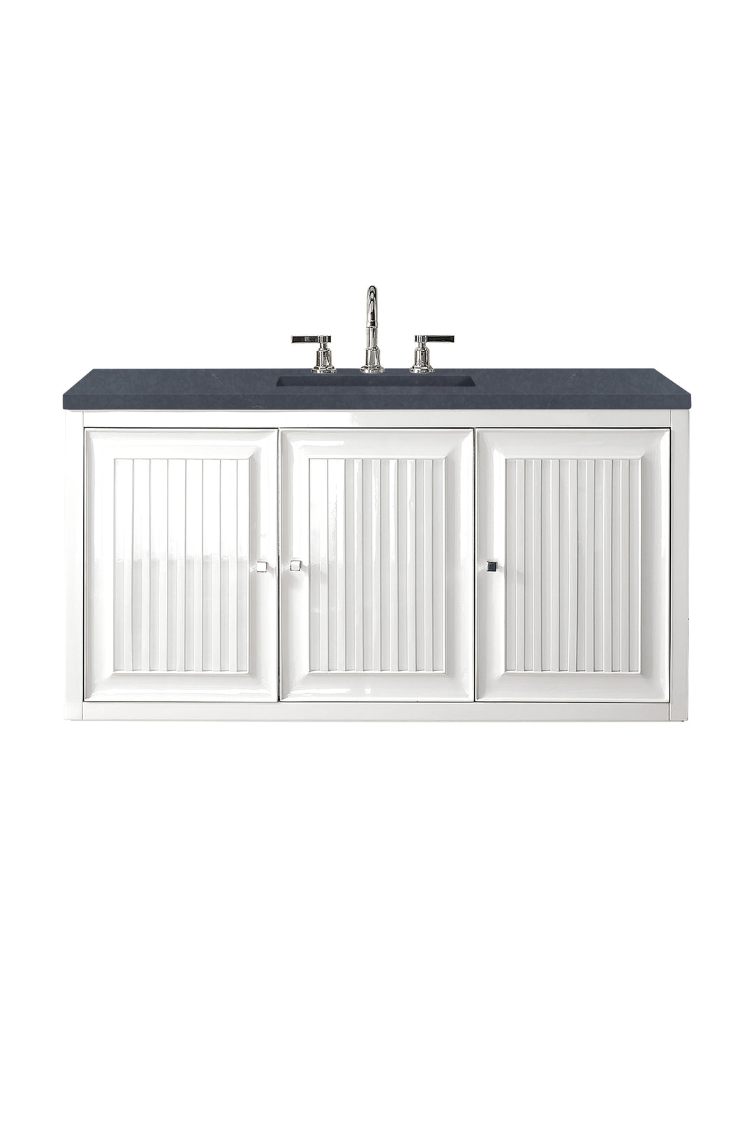 Athens 48" Single Vanity, Glossy White w/ 3 CM Charcoal Soapstone Silestone Top