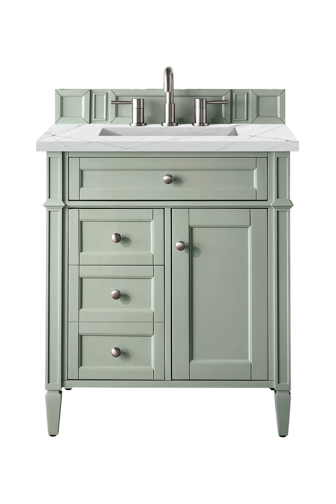 Brittany 30" Single Vanity, Sage Green, w/ 3 CM Ethereal Noctis Silestone Top