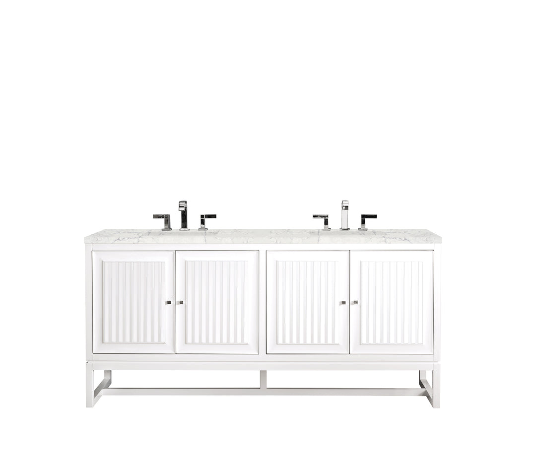 Athens 72" Double Vanity, Glossy White w/ 3 CM Eternal Jasmine Pearl Silestone Top