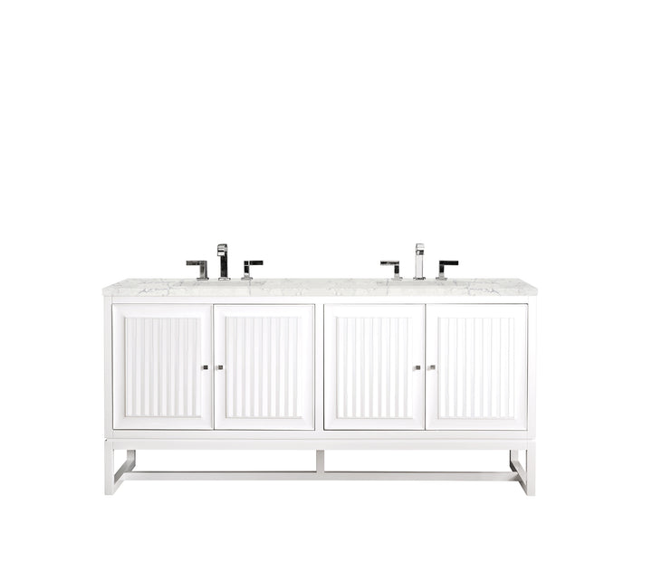 Athens 72" Double Vanity, Glossy White w/ 3 CM Eternal Jasmine Pearl Silestone Top