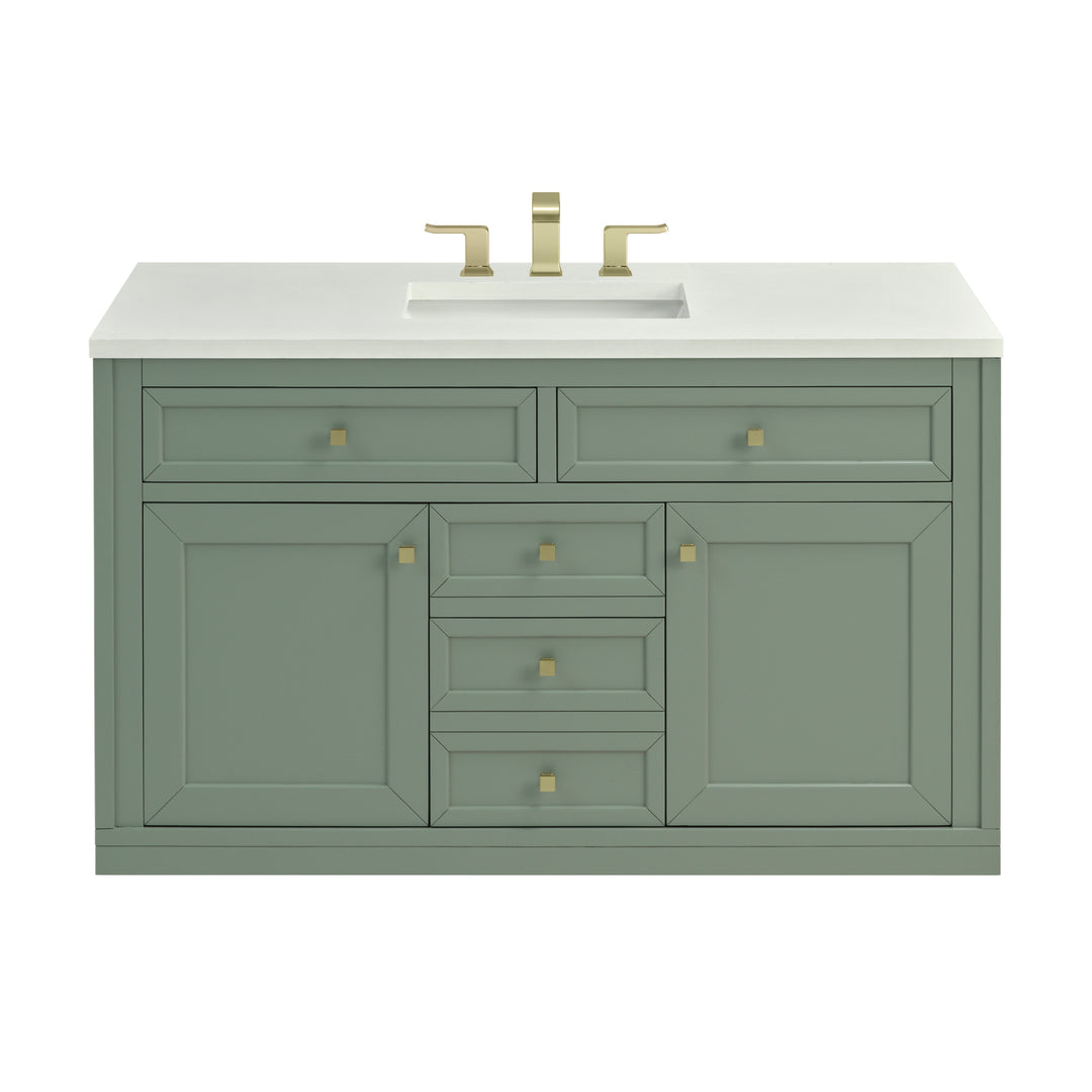 Chicago 48" Single Vanity, Smokey Celadon, w/ 3 CM White Zeus Silestone® Top