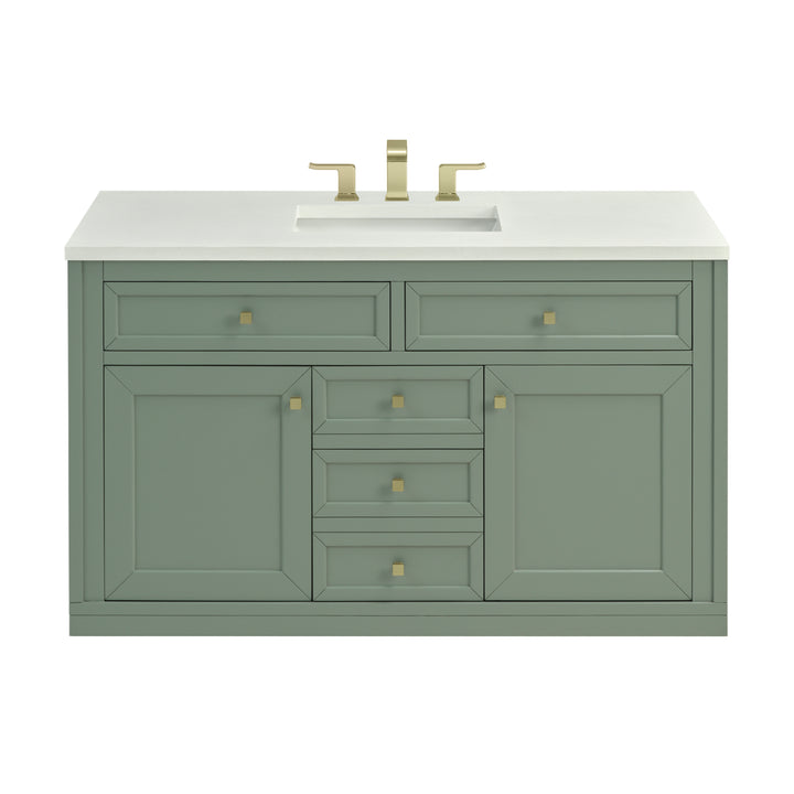 Chicago 48" Single Vanity, Smokey Celadon, w/ 3 CM White Zeus Silestone® Top