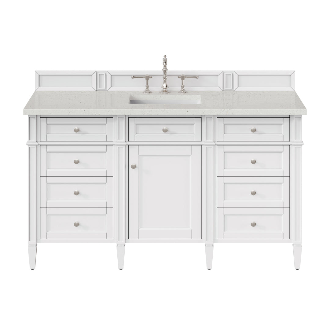 Brittany 60" Single Vanity, Bright White w/ 3 CM Lime Delight Silestone Top