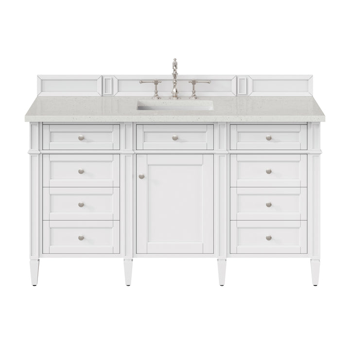 Brittany 60" Single Vanity, Bright White w/ 3 CM Lime Delight Silestone Top