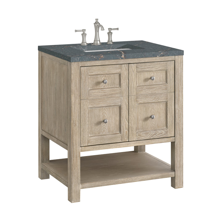 Breckenridge 30" Single Vanity, Whitewashed Oak w/ 3 CM Parisien Bleu Silestone Top