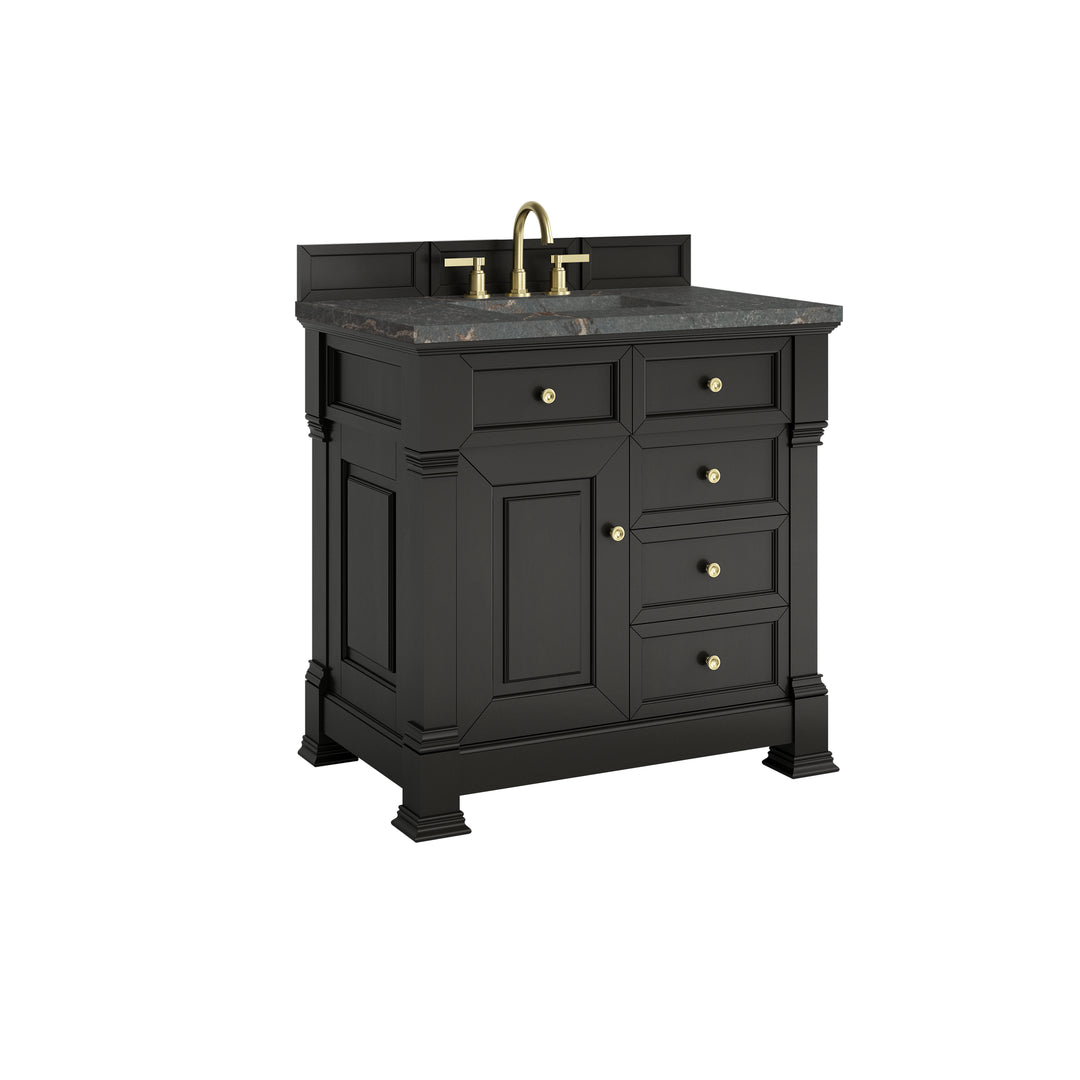 Brookfield 36" Single Vanity, Black Onyx w/ 3 CM Parisien Bleu Silestone® Top