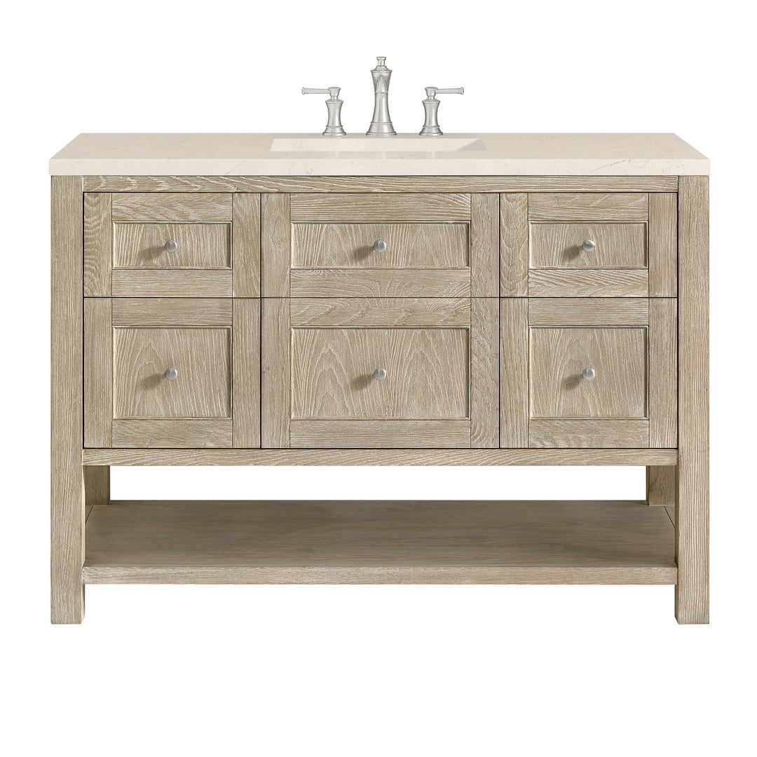 Breckenridge 48" Single Vanity, Whitewashed Oak w/ 3 CM Eternal Marfil Silestone Top