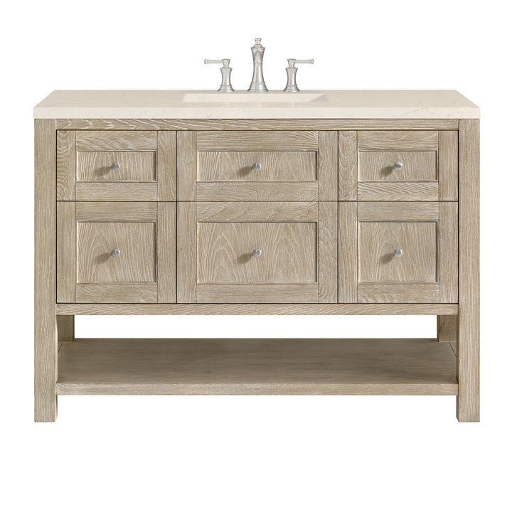 Breckenridge 48" Single Vanity, Whitewashed Oak w/ 3 CM Eternal Marfil Silestone Top