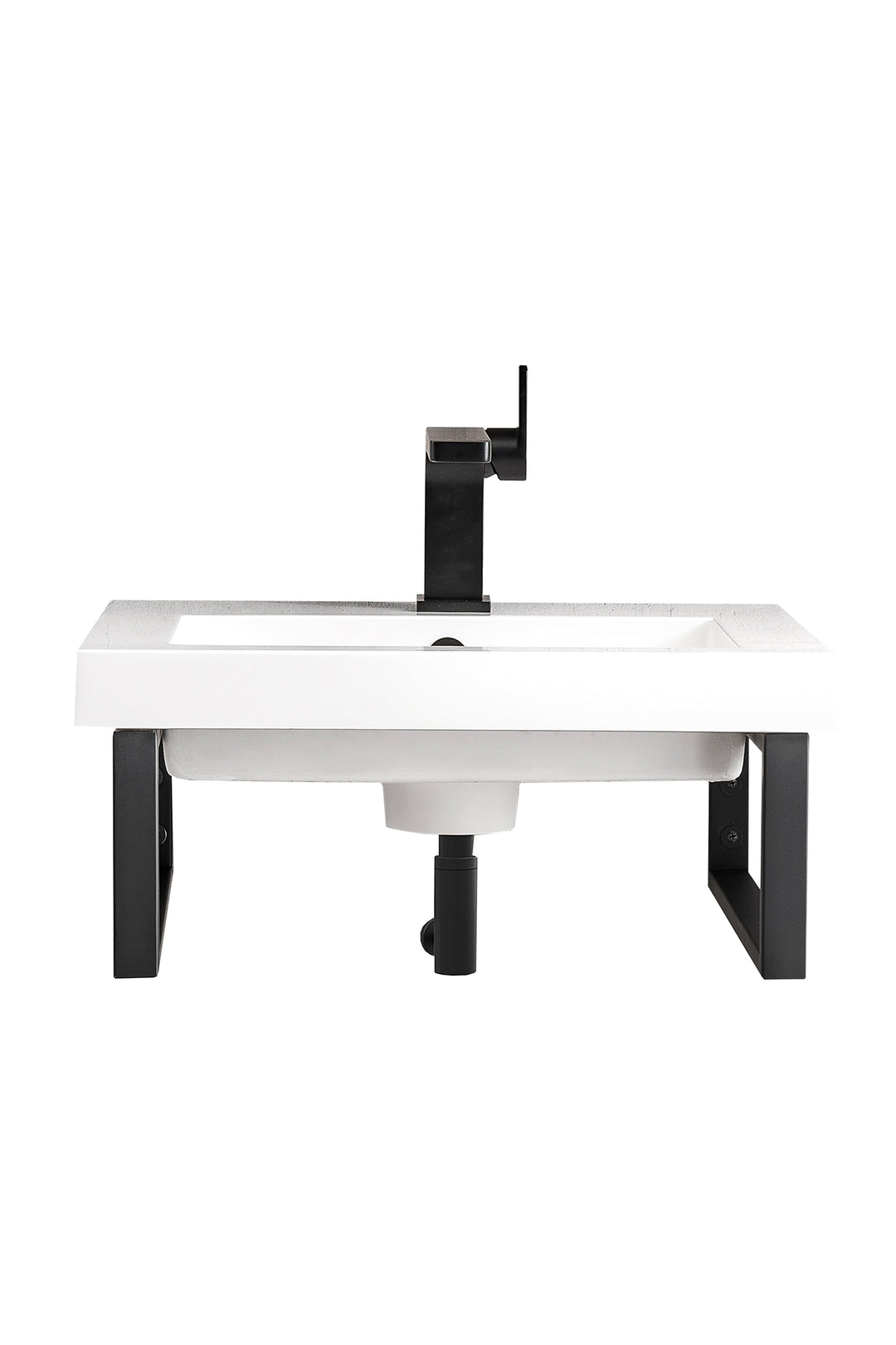 Two Boston 15.25" Wall Brackets, Matte Black w/ 20" White Glossy Composite Stone Top