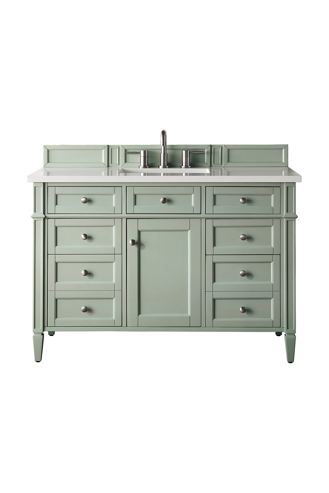 Brittany 48" Single Vanity, Sage Green w/ 3 CM White Zeus Silestone Top