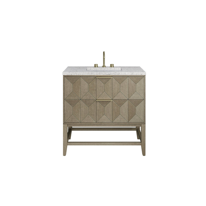 Emmeline 36" Single Vanity, Pebble Oak w/ 3 CM Eternal Jasmine Pearl Top