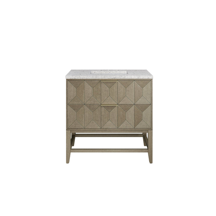Emmeline 36" Single Vanity, Pebble Oak w/ 3 CM Eternal Jasmine Pearl Top