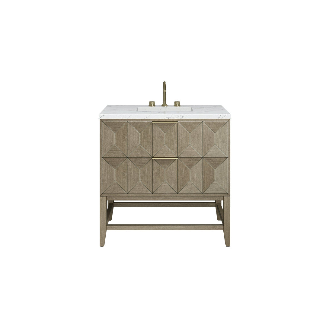 Emmeline 36" Single Vanity, Pebble Oak w/ 3 CM Ethereal Noctis Top