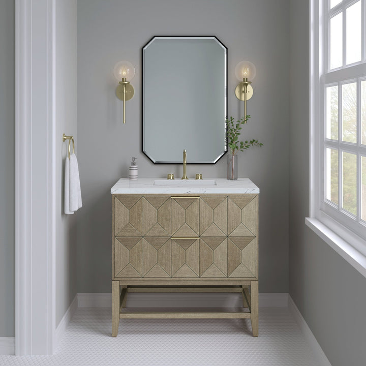 Emmeline 36" Single Vanity, Pebble Oak w/ 3 CM Ethereal Noctis Top