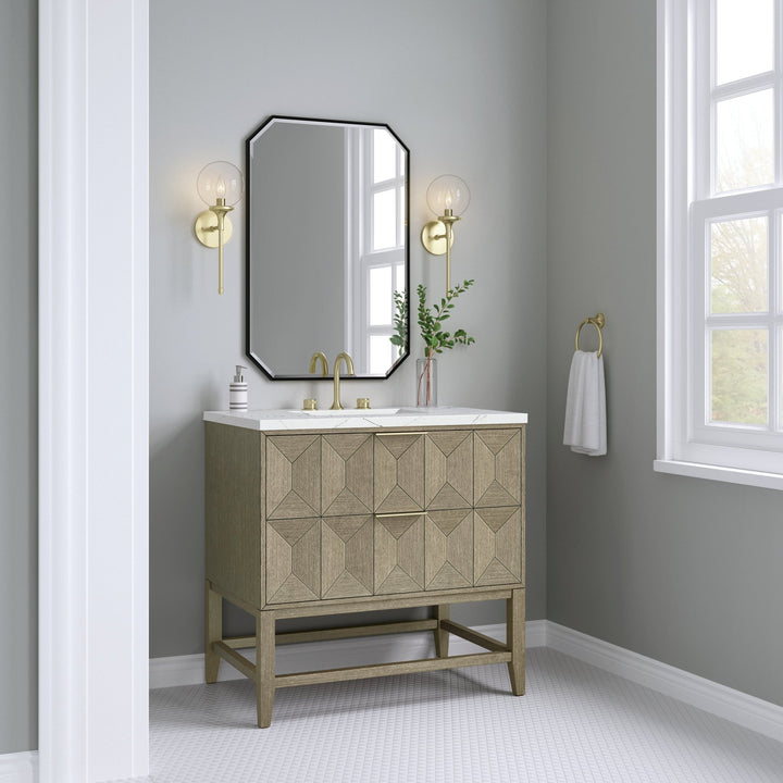 Emmeline 36" Single Vanity, Pebble Oak w/ 3 CM Ethereal Noctis Top