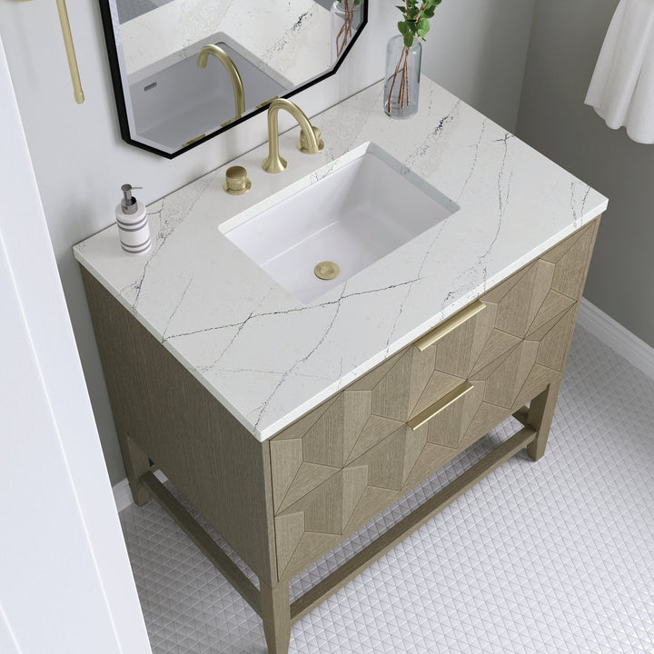 Emmeline 36" Single Vanity, Pebble Oak w/ 3 CM Ethereal Noctis Top