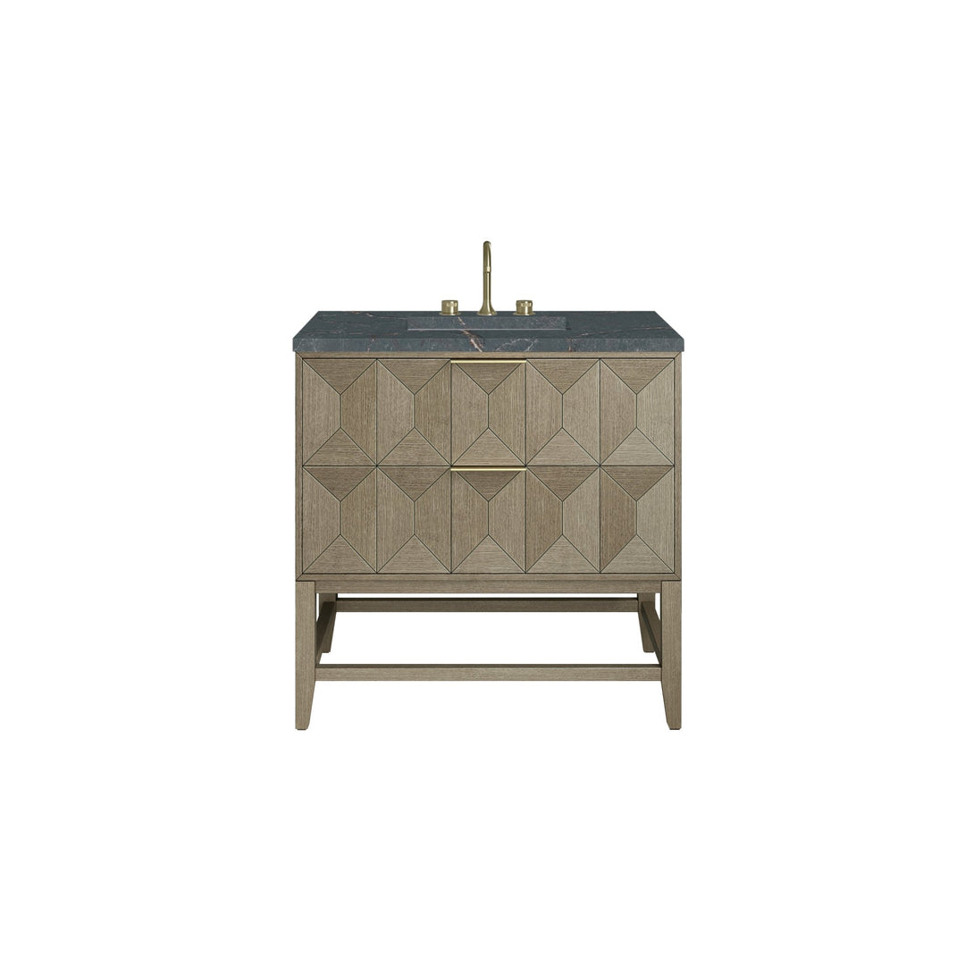 Emmeline 36" Single Vanity, Pebble Oak w/ 3 CM Parisien Bleu Top
