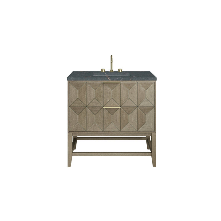 Emmeline 36" Single Vanity, Pebble Oak w/ 3 CM Parisien Bleu Top