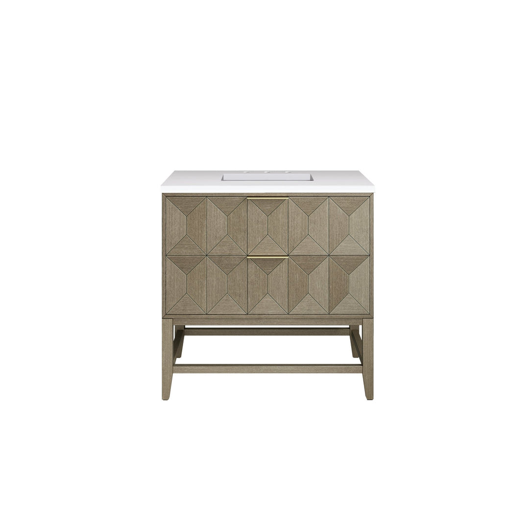 Emmeline 36" Single Vanity, Pebble Oak w/ 3 CM White Zeus Top