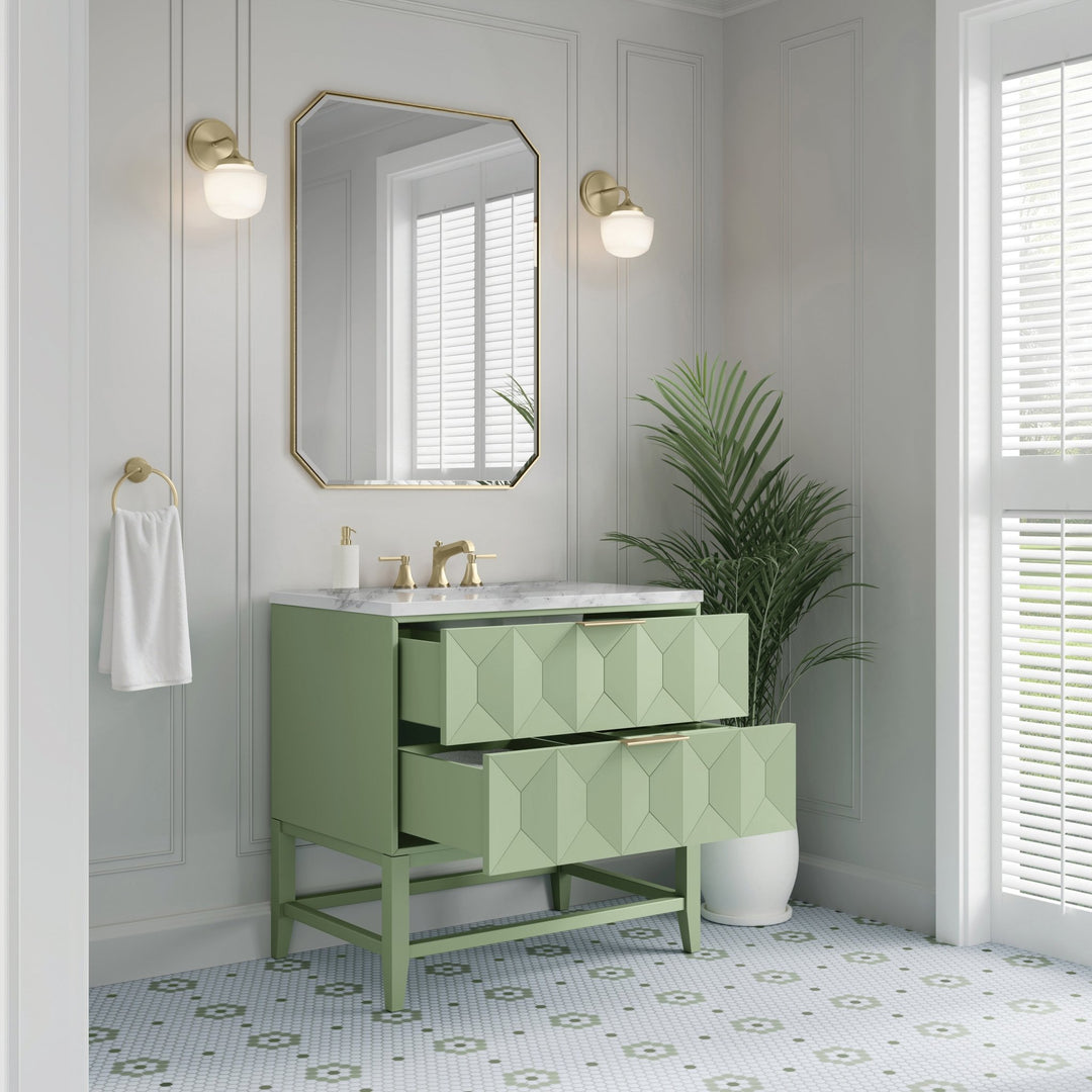 Emmeline 36" Single Vanity, Pistachio w/ 3 CM Carrara Marble Top
