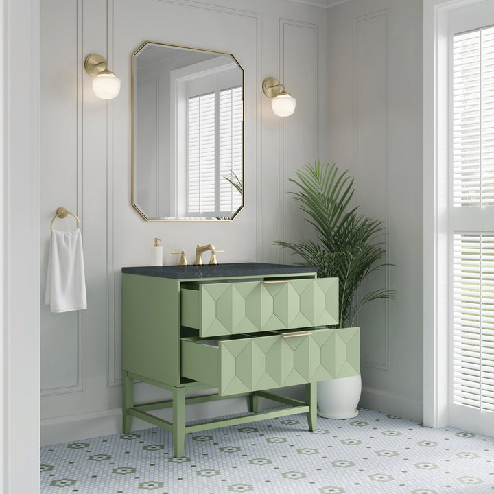Emmeline 36" Single Vanity, Pistachio w/ 3 CM Charcoal Soapstone Top