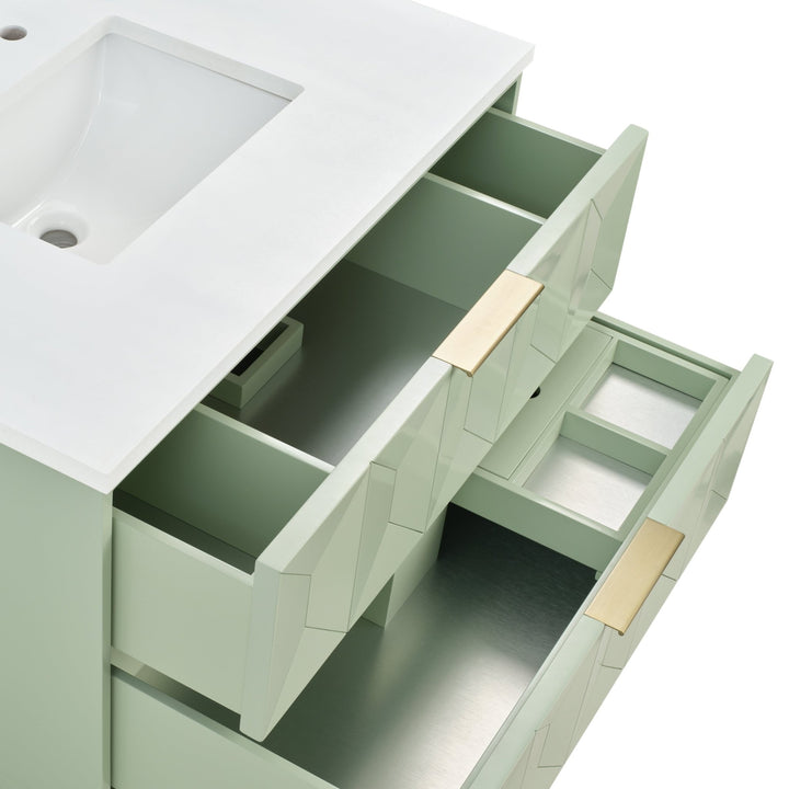 Emmeline 36" Single Vanity, Pistachio w/ 3 CM Charcoal Soapstone Top