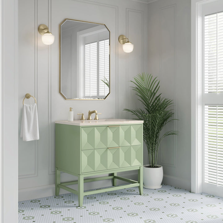 Emmeline 36" Single Vanity, Pistachio w/ 3 CM Eternal Marfil Top