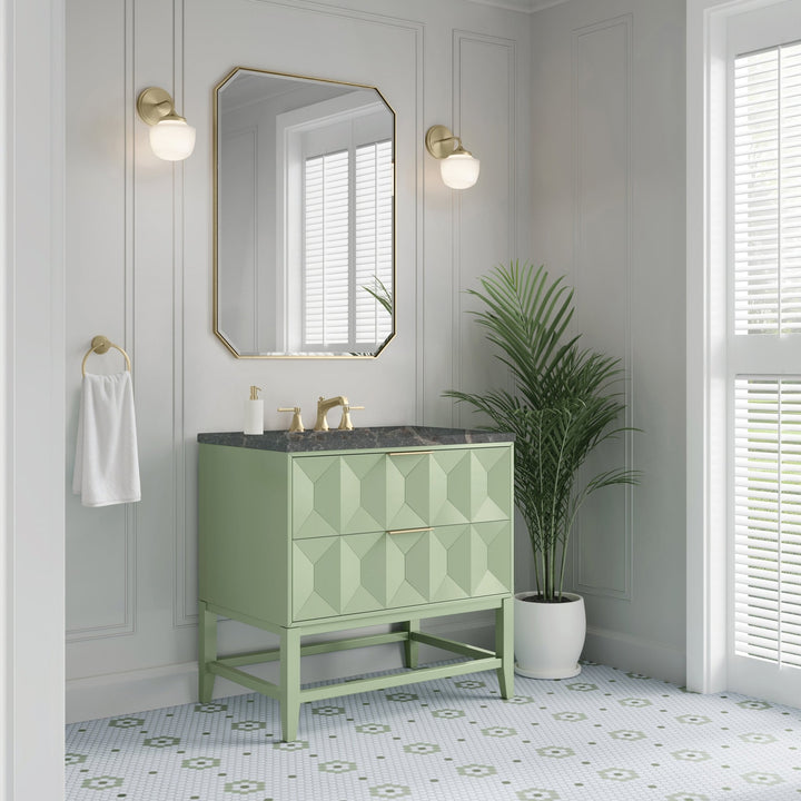 Emmeline 36" Single Vanity, Pistachio w/ 3 CM Parisien Bleu Top
