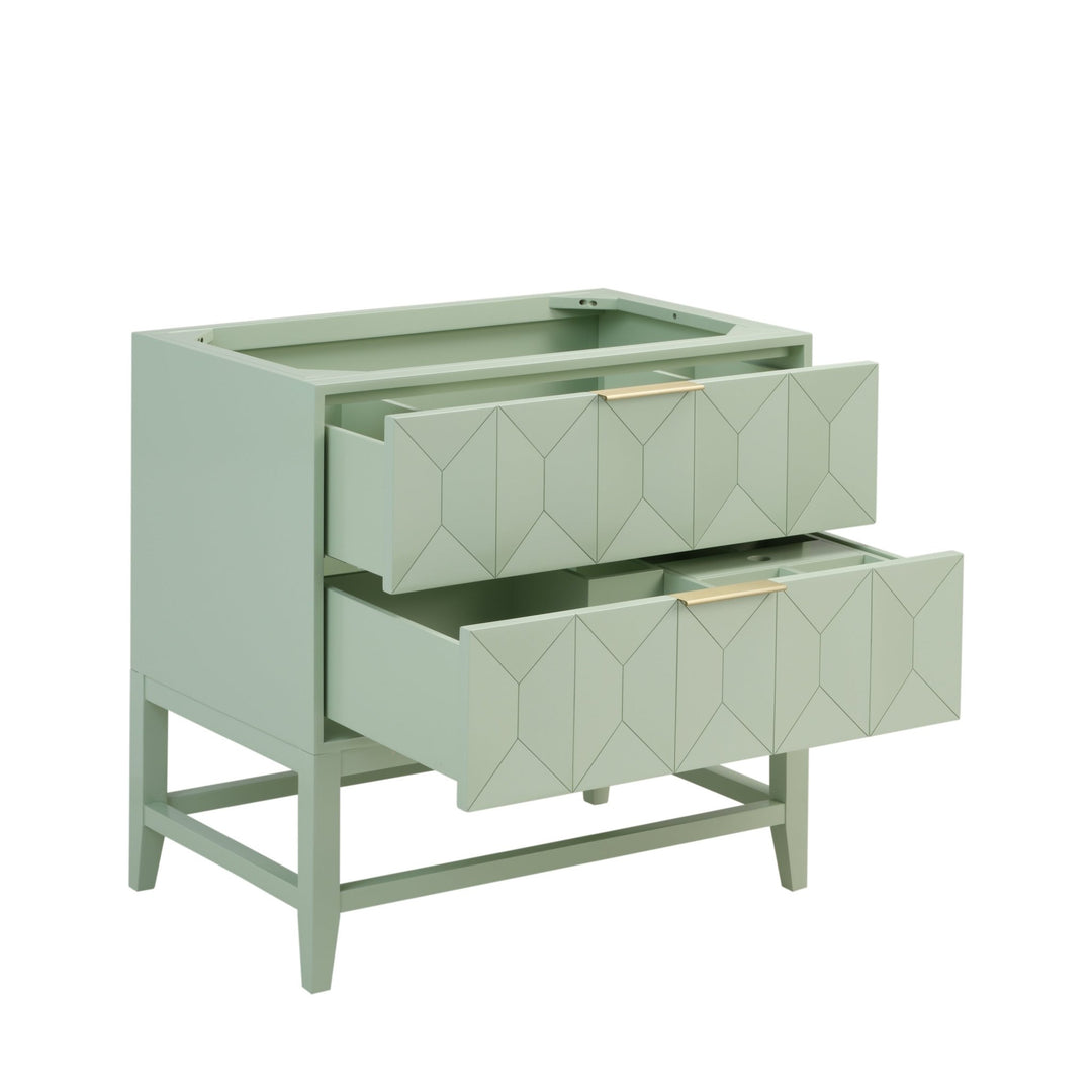 Emmeline 36" Single Vanity, Pistachio w/ 3 CM Victorian Silver Top