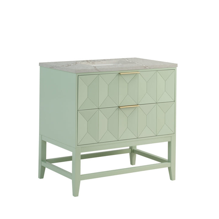 Emmeline 36" Single Vanity, Pistachio w/ 3 CM Victorian Silver Top