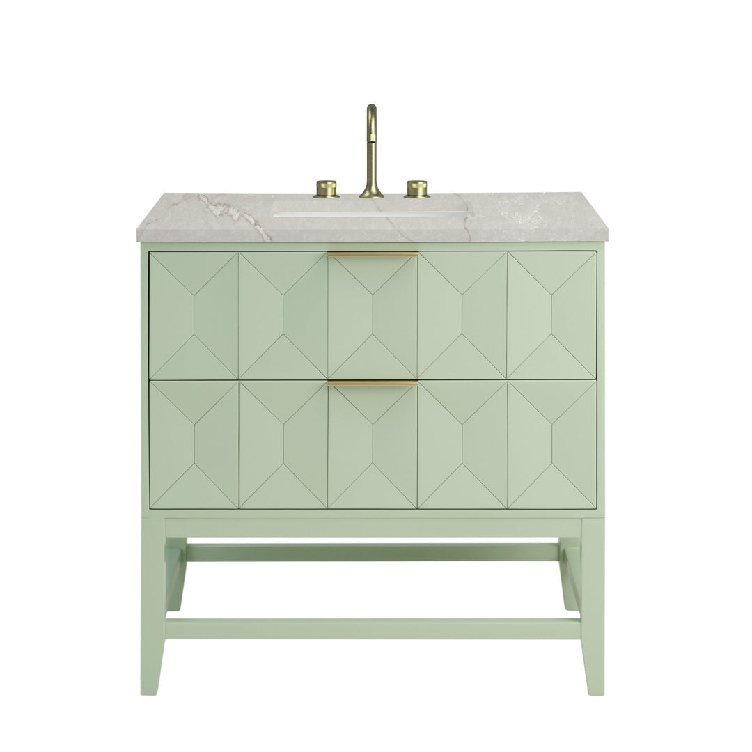 Emmeline 36" Single Vanity, Pistachio w/ 3 CM Victorian Silver Top