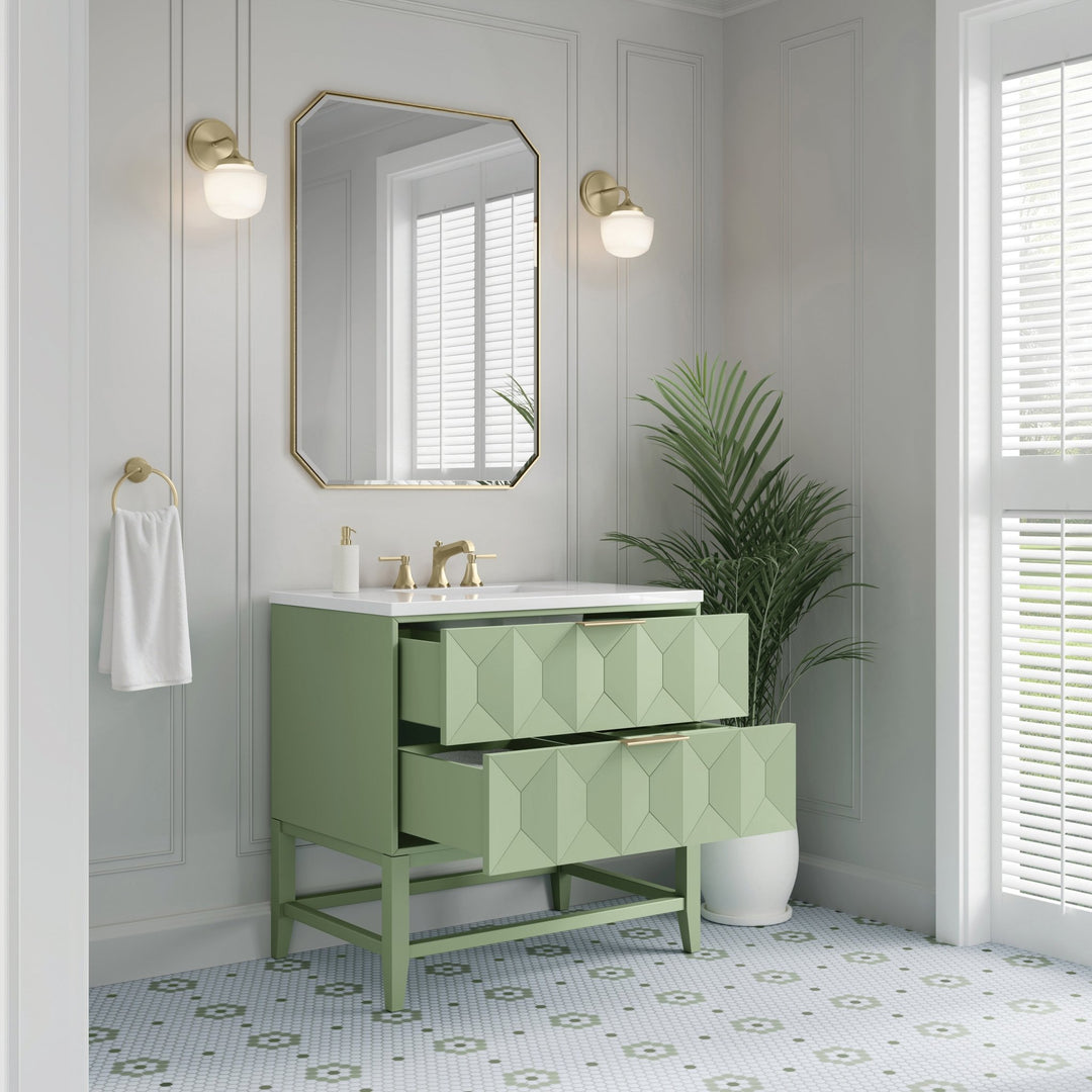 Emmeline 36" Single Vanity, Pistachio w/ 3 CM White Zeus Top